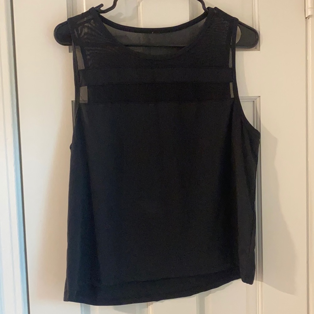 Black workout tank top with mesh top
